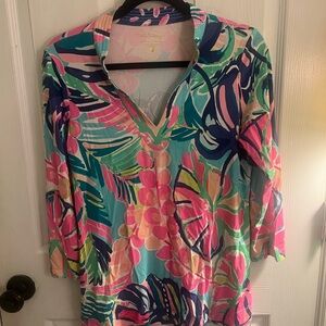 Lilly Pulitzer Pink and Blue Patterned Top sz S